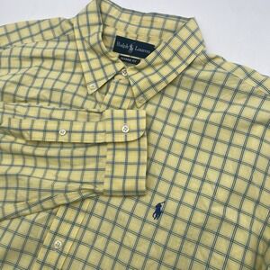 Polo Ralph Lauren Classic Oxford  Button Down L/S Shirt 2XL Yellow Blue Plaid